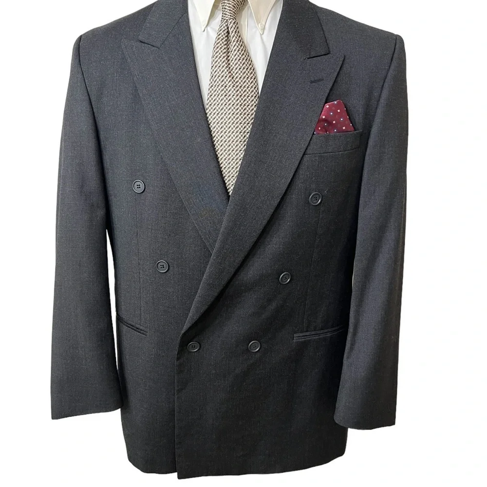 THOMAS CHURCHILL MENS DUBBLE BREASTED BLAZER, SIZE 44L. 100% PURE VIRGI☑️